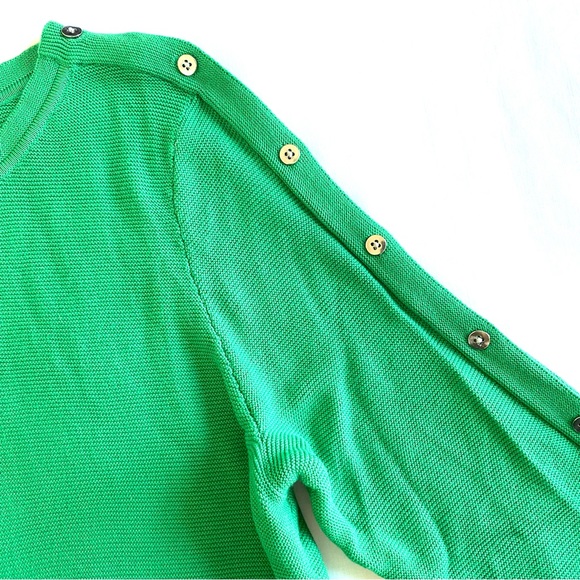 Talbots Green Button Shoulder 3/4 Sleeve Sweater - Picture 6 of 9